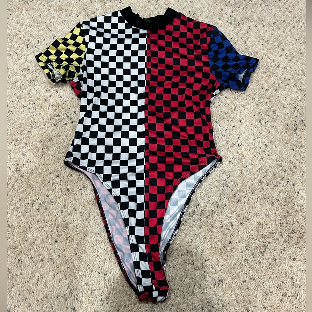 SHEIN Multicolor Checkered Bodysuit
